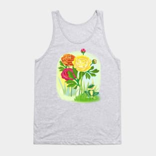 fresh raunculus of different colors and frog Tank Top